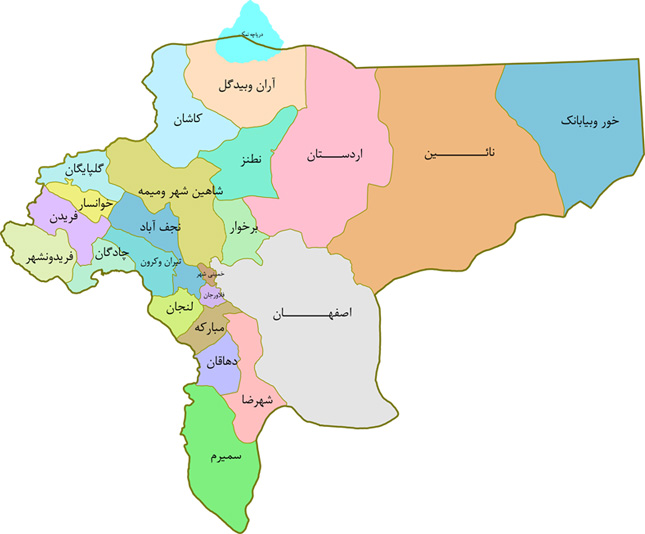 نقشه اصفهان و شهرستان هایش